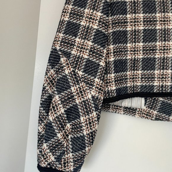 Veronica Beard Aise Cropped Jacket Textured Plaid Ink Multi Oversized Lapels - Picture 10 of 10